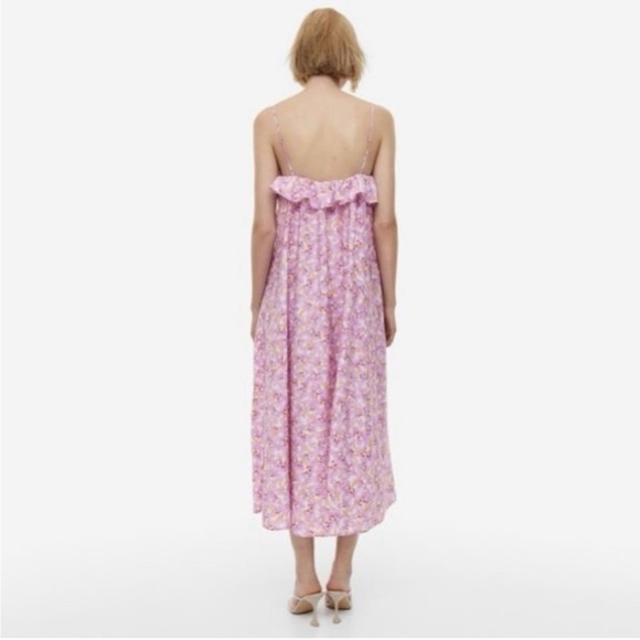 H&M Floral Flounced V-Neck Sleeveless Midi Dress Size XXL - Picture 5 of 7